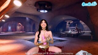 Princess Leia cosplayban élvezi a hatalmas tőgyes néger szépség játékát